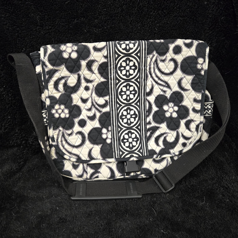 Vera Bradley Black and White Crossbody Bag with Floral Design